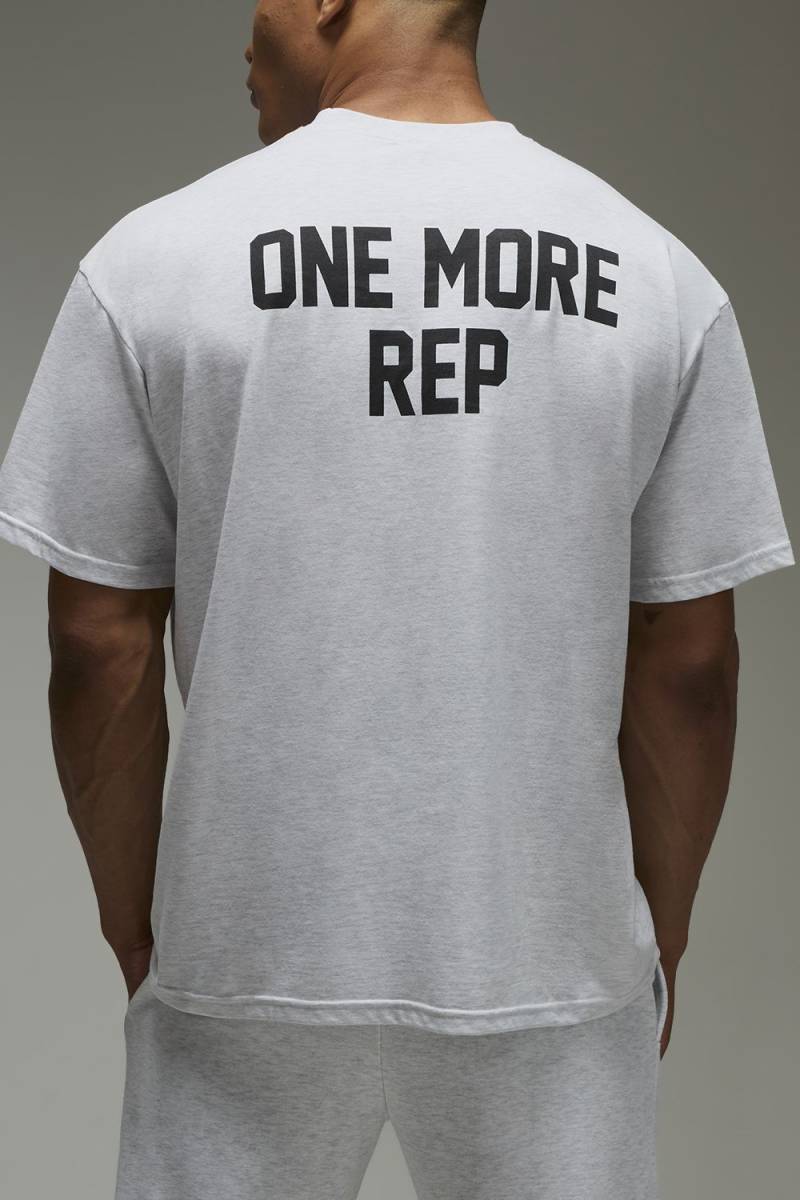 Man Active Oversize T-Shirt mit One More Rep Print - Grau - S, Grau von boohooman