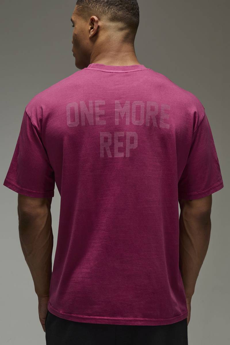 Man Active Oversize T-Shirt mit One More Rep Print - Rot - L, Rot von boohooman