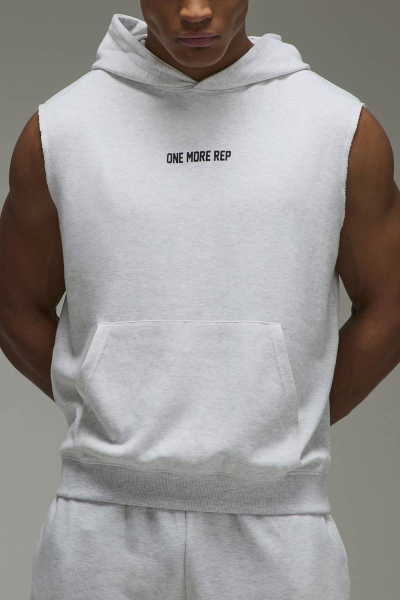 Ärmelloser Man Active One More Rep Hoodie - Grau - 2XL, Grau von boohooman