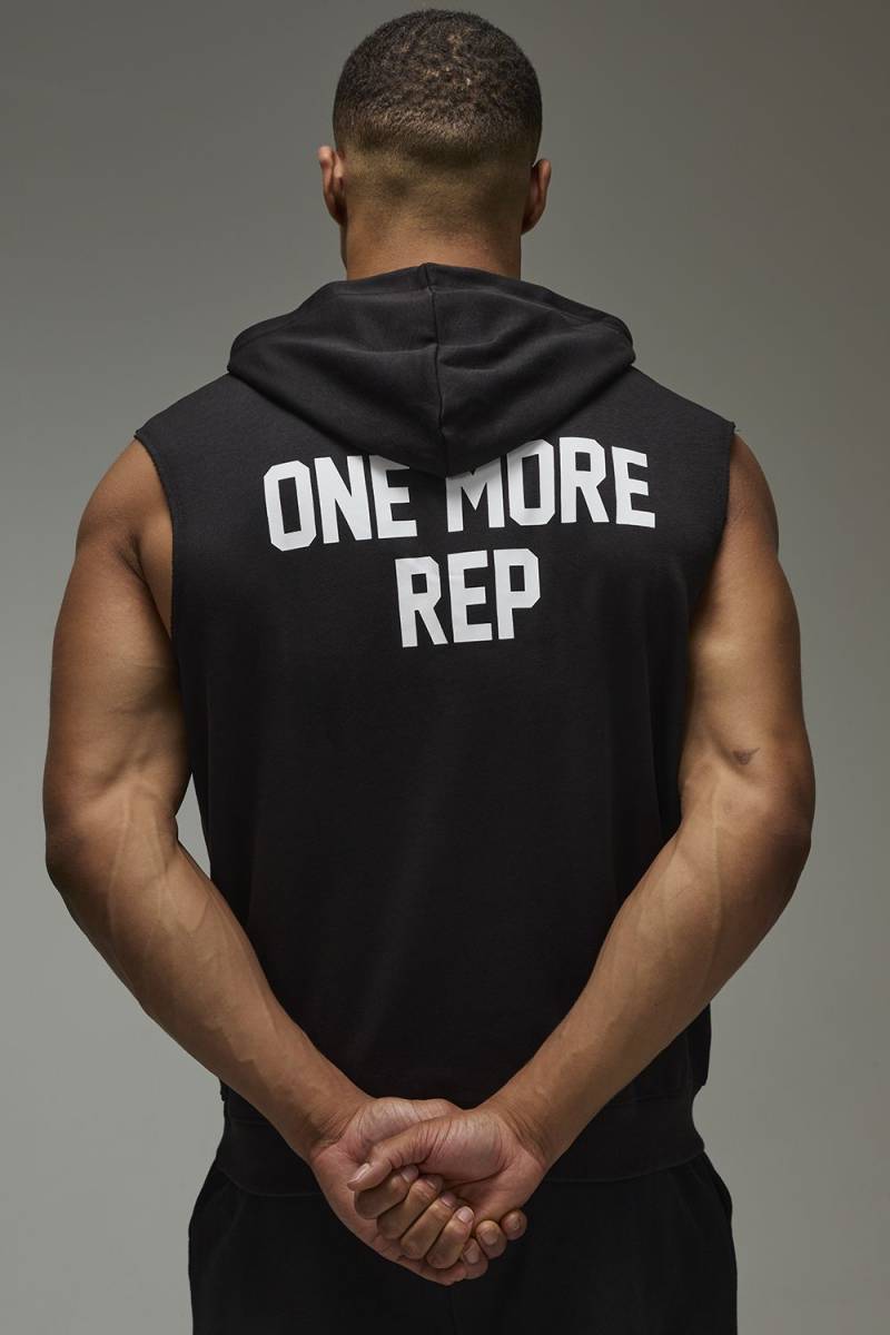 Ärmelloser Man Active One More Rep Hoodie - Schwarz - XL, Schwarz von boohooman
