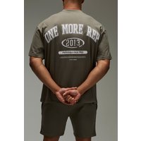 Man Active T-Shirt mit One More Rep Print & Shorts - Khaki - XS, Khaki von boohooman