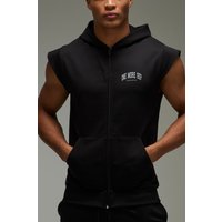 Man Active One More Rep ärmelloser Hoodie mit Reißverschluss - Schwarz - 2XL, Schwarz von boohooman