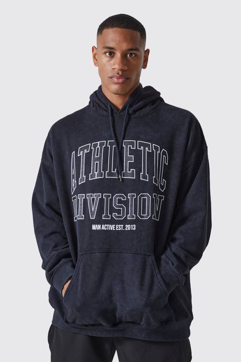 Man Active Oversize Athletic Hoodie mit Acid-Waschung - Schwarz - XS, Schwarz Man Active Oversize Athletic Hoodie mit Acid-Waschung - Schwarz - XS, Schwarz von boohooman