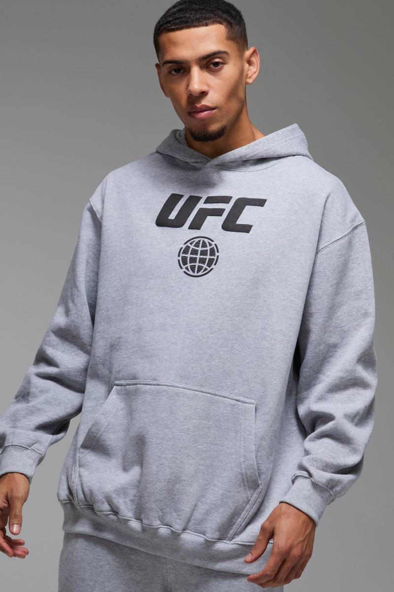 Man Active Oversize Hoodie mit lizenziertem Ufc Print - Grau - M, Grau von boohooman
