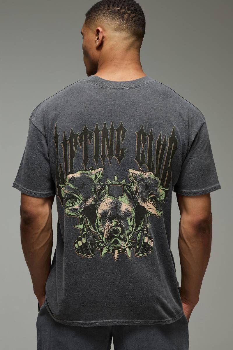 Man Active Oversize T-Shirt mit Lifting Club Print von boohooman