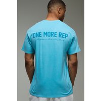 Man Active Oversize T-Shirt mit One More Rep Print - Blau - XS, Blau Man Active Oversize T-Shirt mit One More Rep Print - Blau - XS, Blau von boohooman