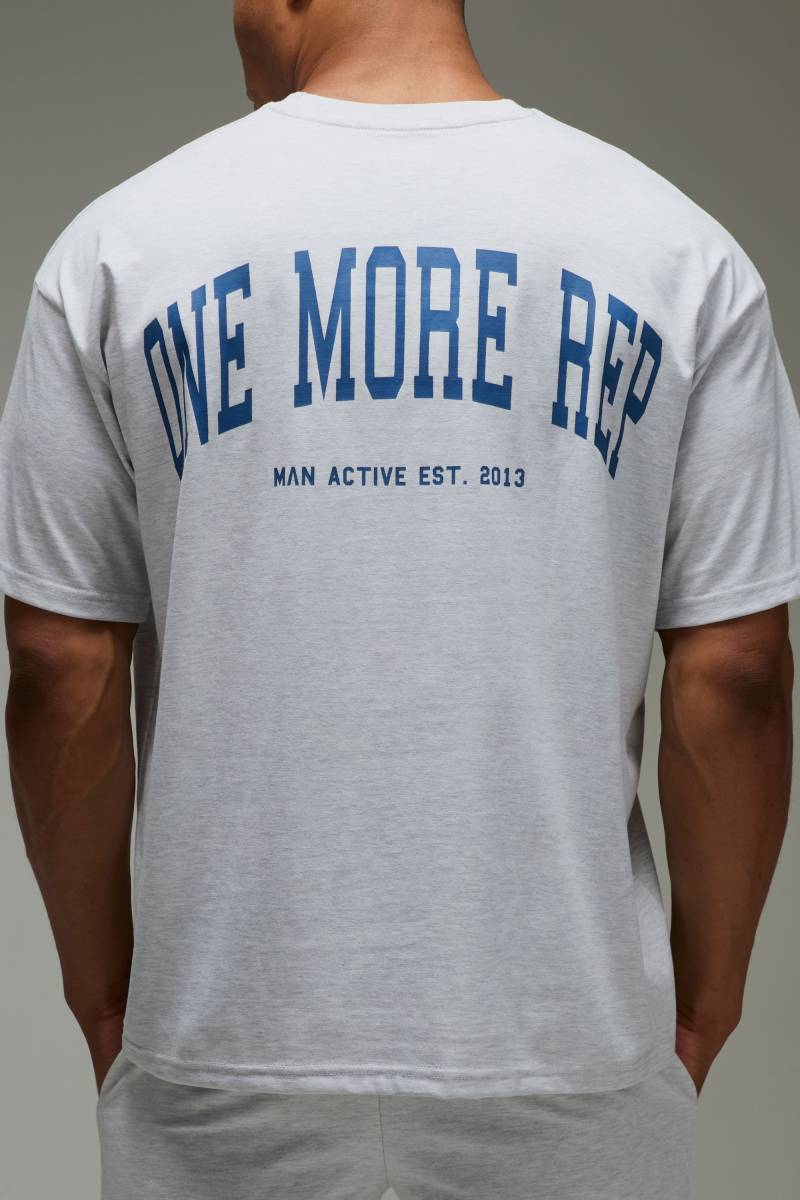 Man Active Oversize T-Shirt mit One More Rep Print - Grau - L, Grau von boohooman