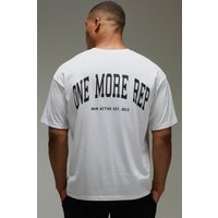 Man Active Oversize T-Shirt mit One More Rep Print - Weiß - 2XL, Weiß von boohooman