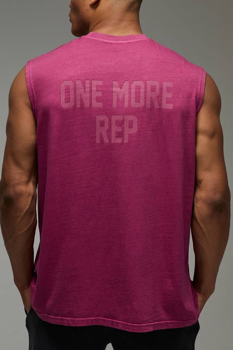 Man Active Oversize vesttop mit One More Rep Print - Rot - S, Rot von boohooman