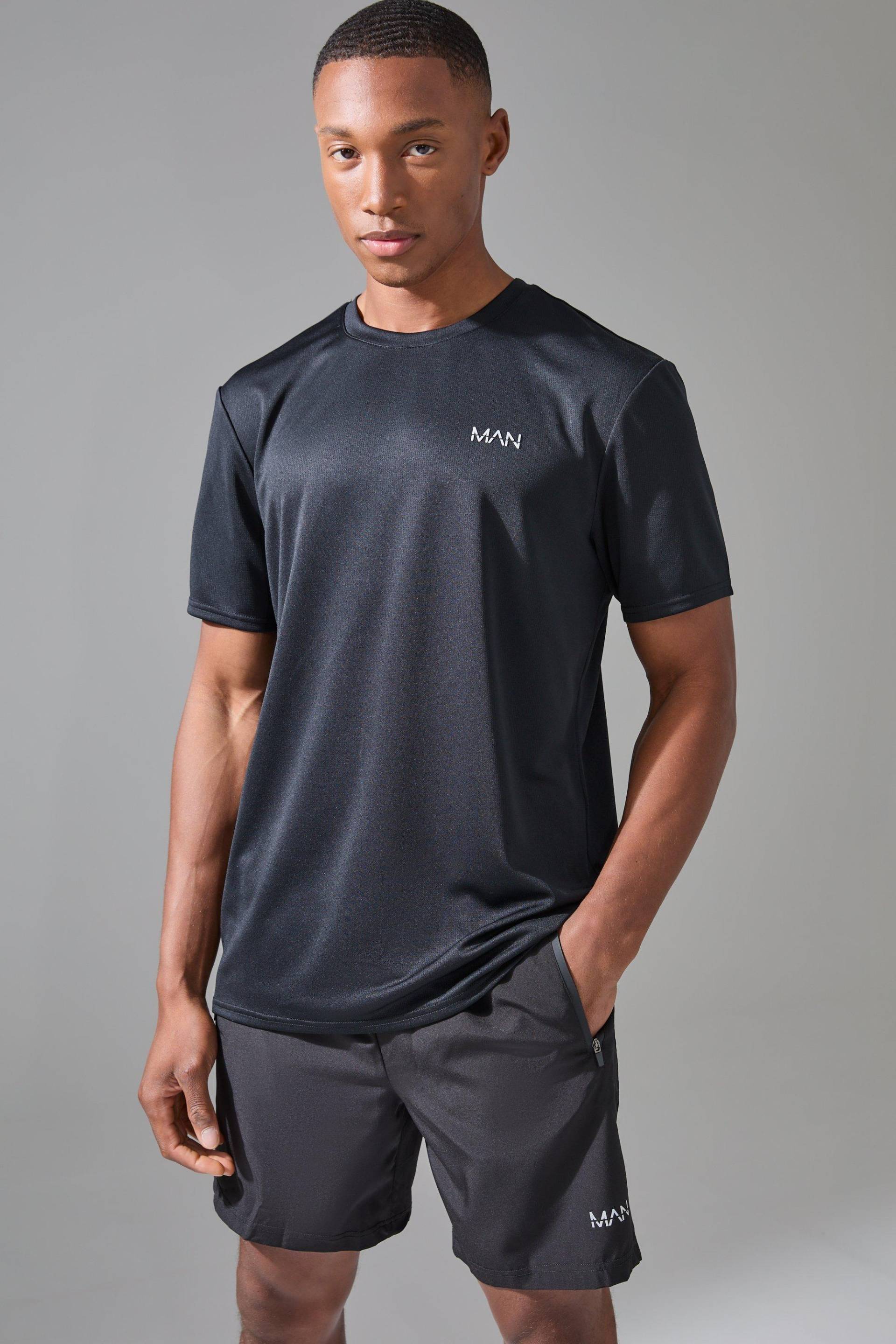 Man Active Performance T-Shirt - Schwarz - M, Schwarz von boohooman