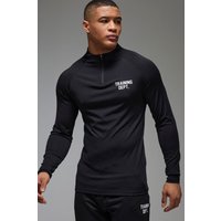 Man Active Performance Trainings Dept. Muscle T-Shirt mit 1/4 Reißverschluss - Schwarz - S, Schwarz Man Active Performance Trainings Dept. Muscle T-Shirt mit 1/4 Reißverschluss - Schwarz - S, Schwarz von boohooman