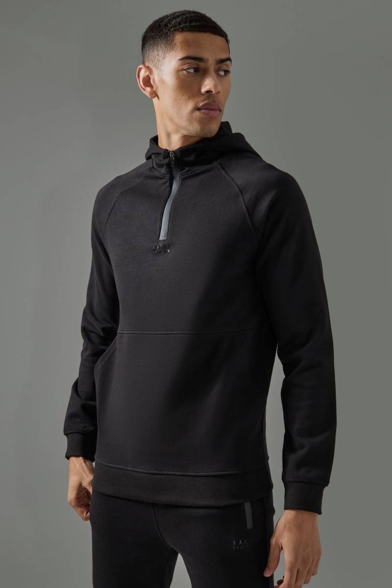 Man Active Pro Fleece Hoodie mit 1/4 Reißverschluss von boohooman