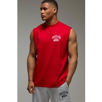 Man Active Psych Ed Oversize vesttop - Rot - 2XL, Rot von boohooman