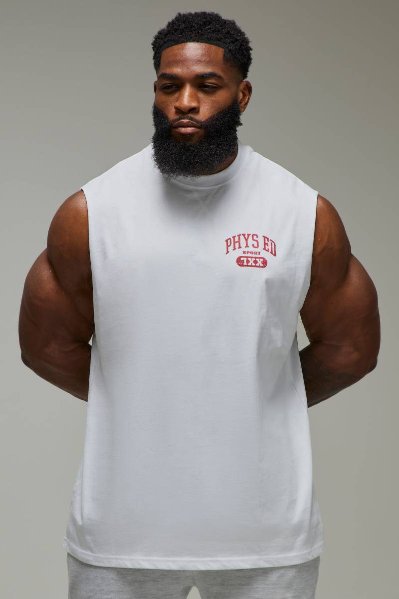 Man Active Psych Ed Oversize vesttop - Weiß - XS, Weiß von boohooman