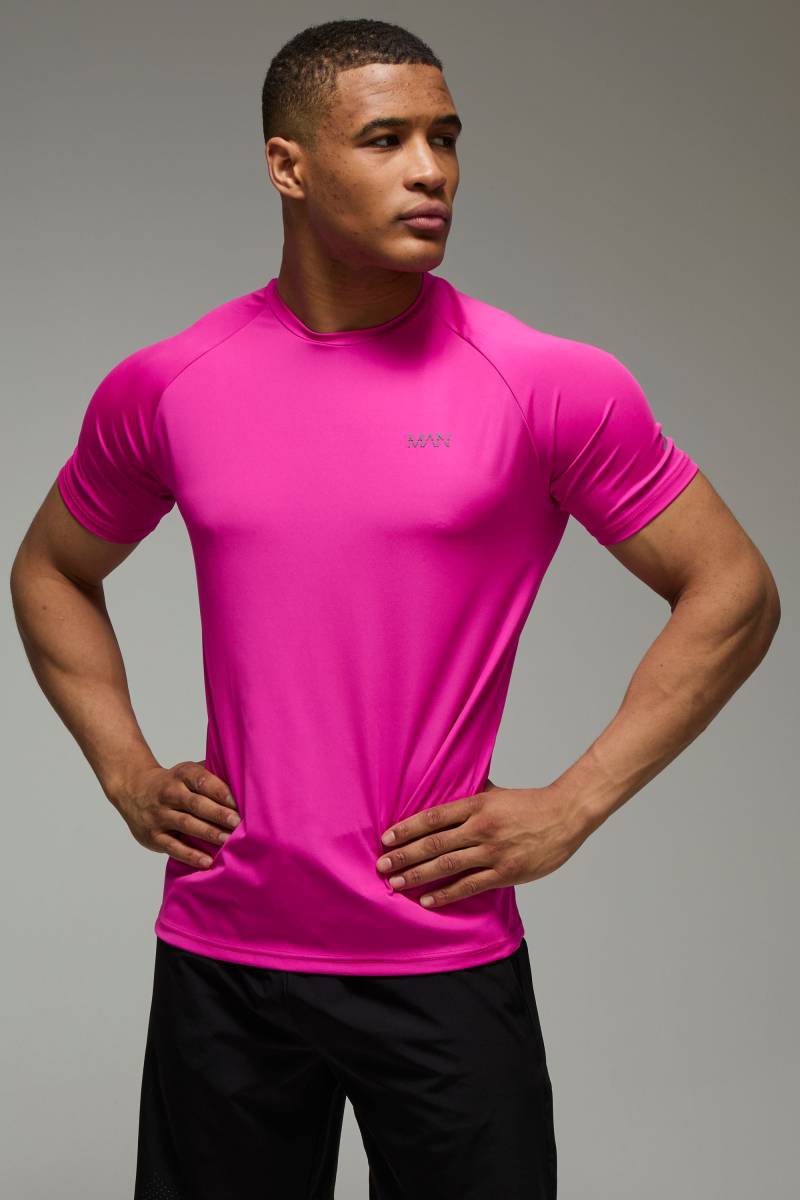 Man Active Raglan T-Shirt - Rosa - XS, Rosa Man Active Raglan T-Shirt - Rosa - XS, Rosa von boohooman