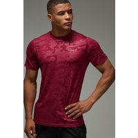 Man Active Camouflage Raglan T-Shirt - Rot - L, Rot von boohooman