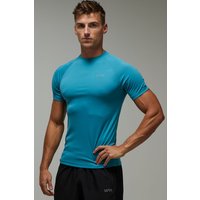Man Active Muscle-Fit Mesh T-Shirt - Petrol - 2XL, Petrol von boohooman