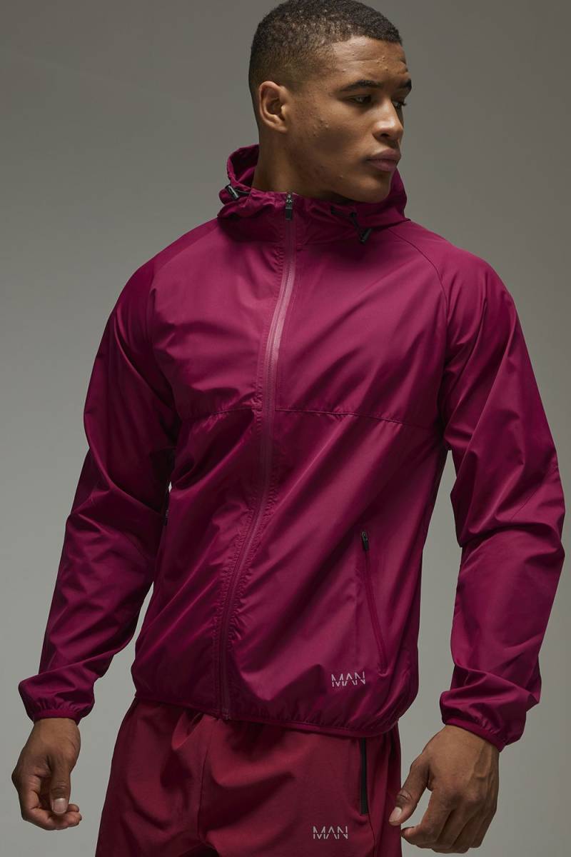 Man Active Shower Resist Ripstop Windbreaker - Rot - S, Rot von boohooman