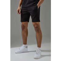 Man Active Slim-Fit Fleece Shorts - Schwarz - S, Schwarz von boohooman