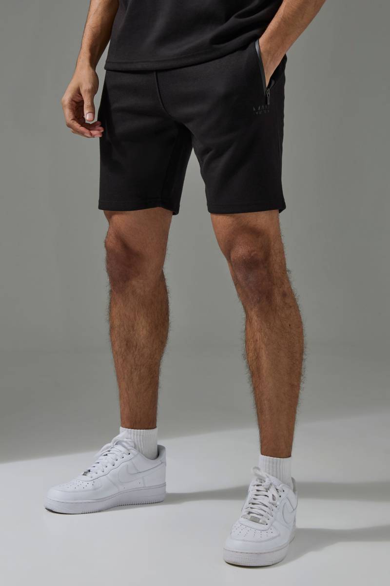 Man Active Slim-Fit Fleece Shorts - Schwarz - S, Schwarz von boohooman