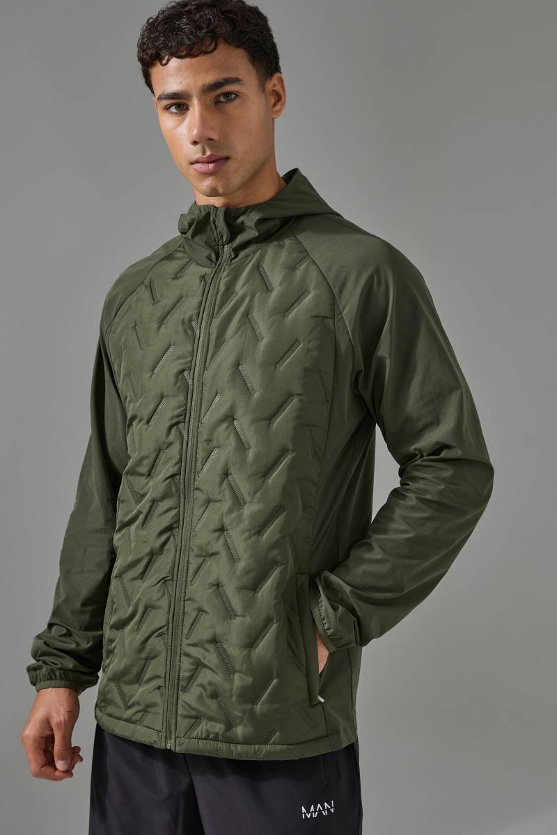 Man Active Steppjacke mit Kapuze - Khaki - XS, Khaki Man Active Steppjacke mit Kapuze - Khaki - XS, Khaki von boohooman