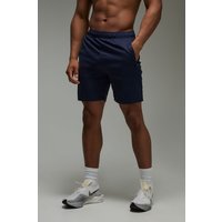 Man Active Stretch 7inch Shorts mit Reißverschluss-Taschen - Blau - L, Blau von boohooman