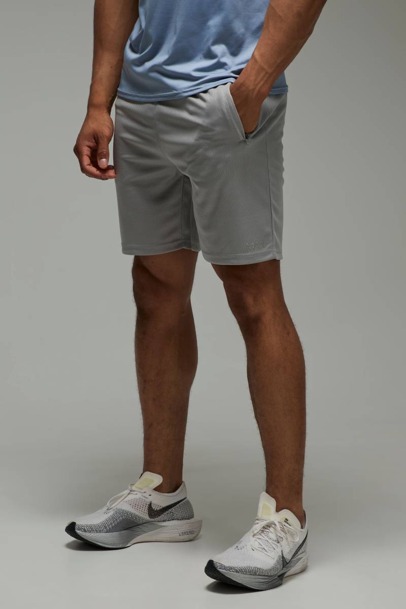 Man Active Stretch 7inch Shorts mit Reißverschluss-Taschen - Grau - 4XL, Grau von boohooman