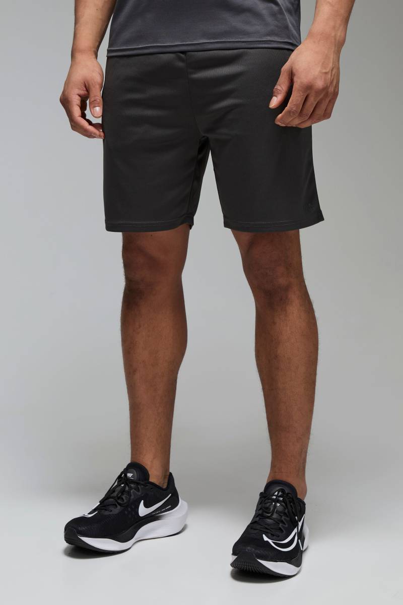 Man Active Stretch 7inch Shorts mit Reißverschluss-Taschen - Grau - L, Grau von boohooman