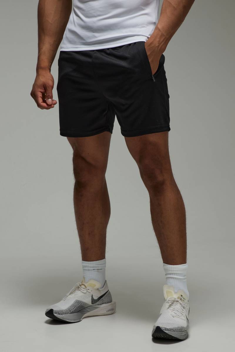 Man Active Stretch Gym-Shorts mit Reißverschluss-Taschen von boohooman