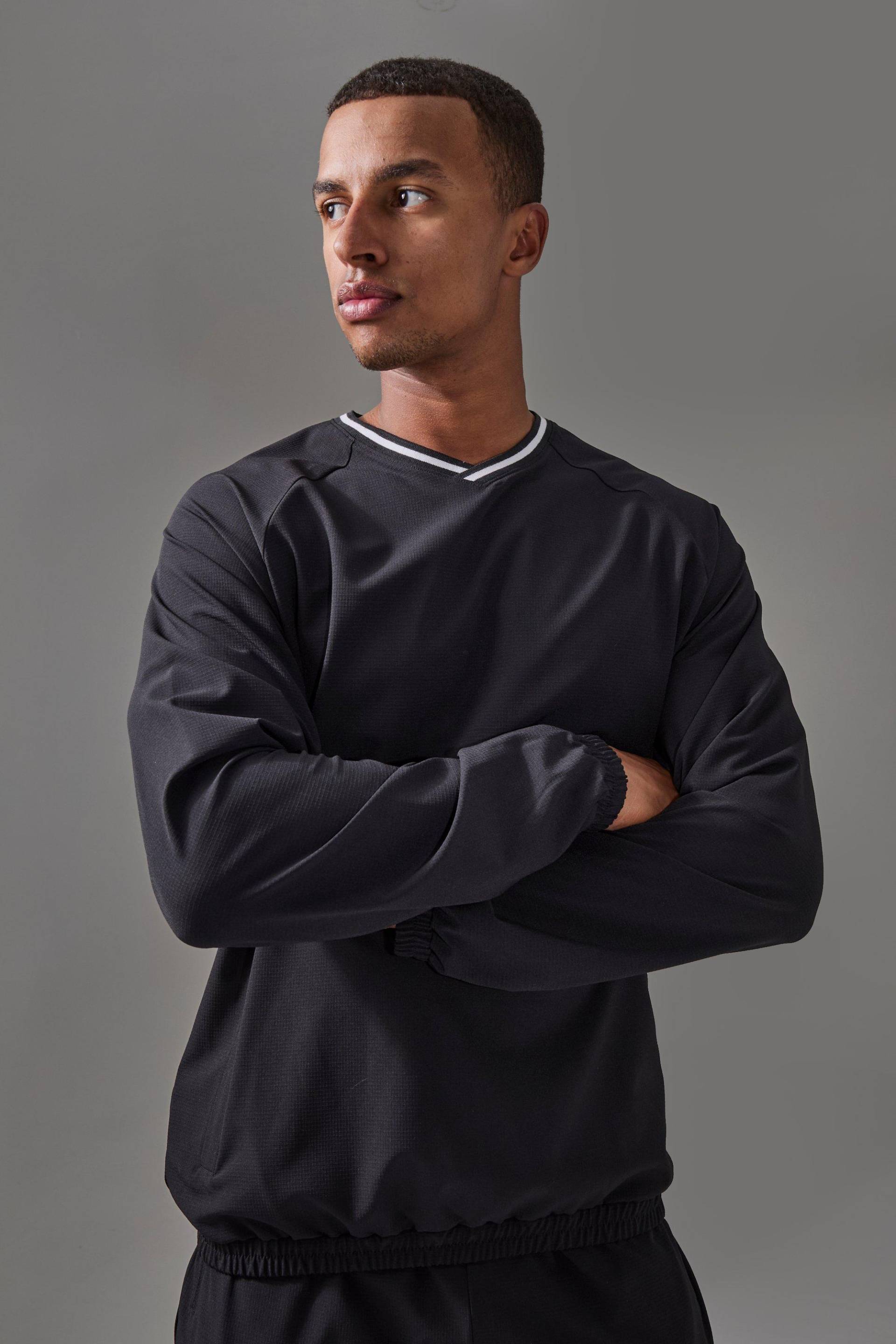 Man Active Sweatshirt - Schwarz - L, Schwarz von boohooman