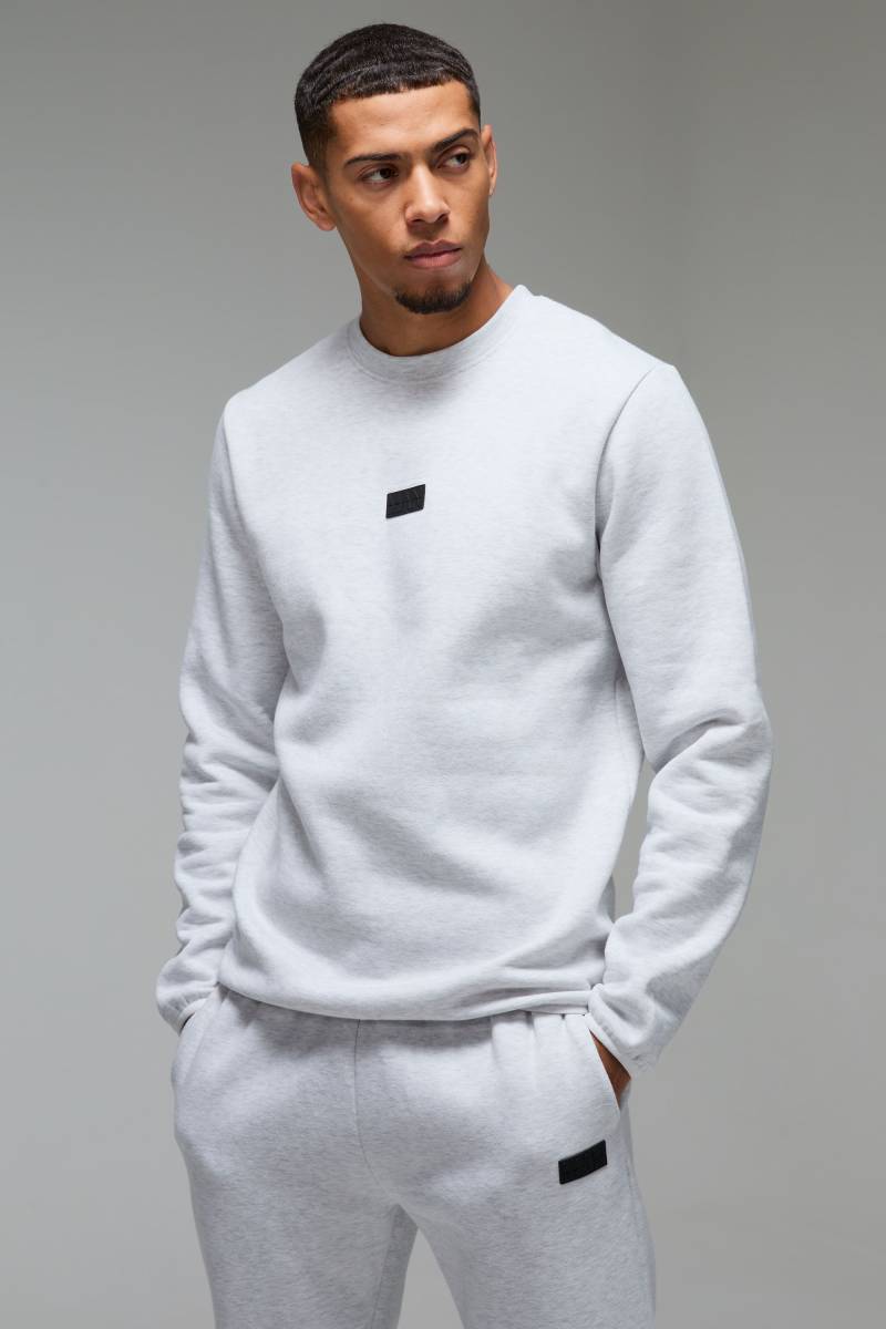 Man Active Sweatshirt mit Aufnäher - Grau - XS, Grau von boohooman