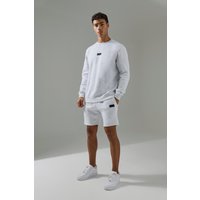 Man Active Sweatshirt & Shorts Trainingsanzug - Grau - XXXL, Grau von boohooman