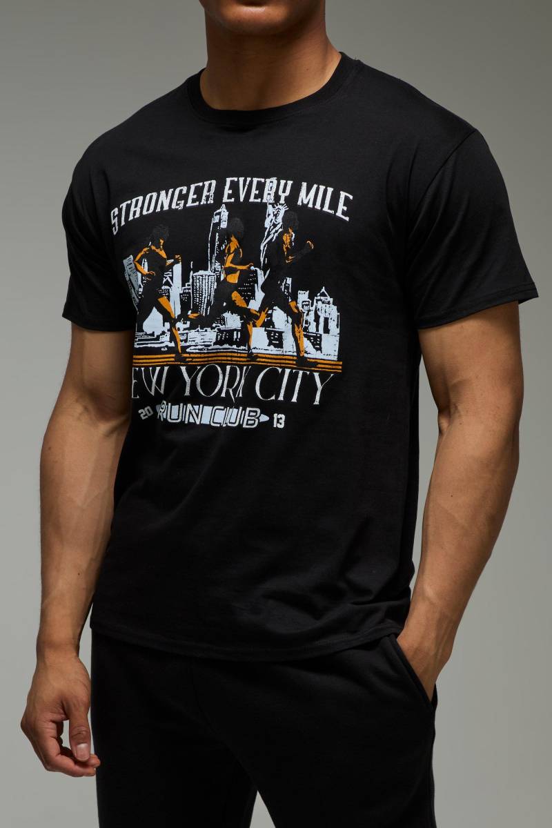Man Active T-Shirt mit NYC Run Club Print - Schwarz - M, Schwarz von boohooman