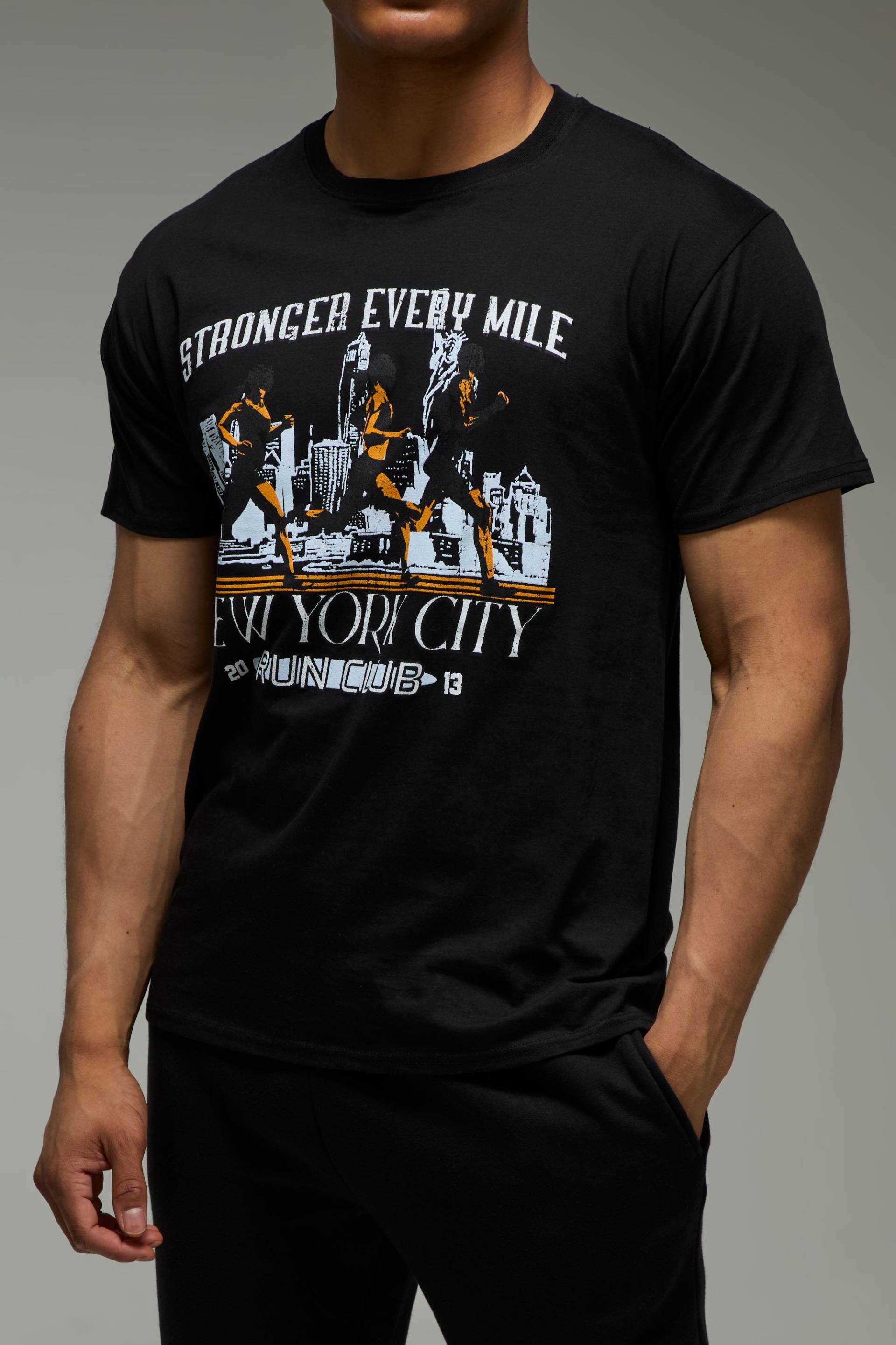 Man Active T-Shirt mit NYC Run Club Print - Schwarz - XS, Schwarz von boohooman