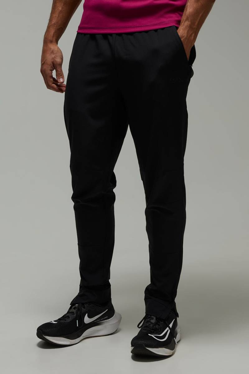 Man Active Stretch-Jogginghose mit Reißverschluss - Schwarz - XS, Schwarz von boohooman
