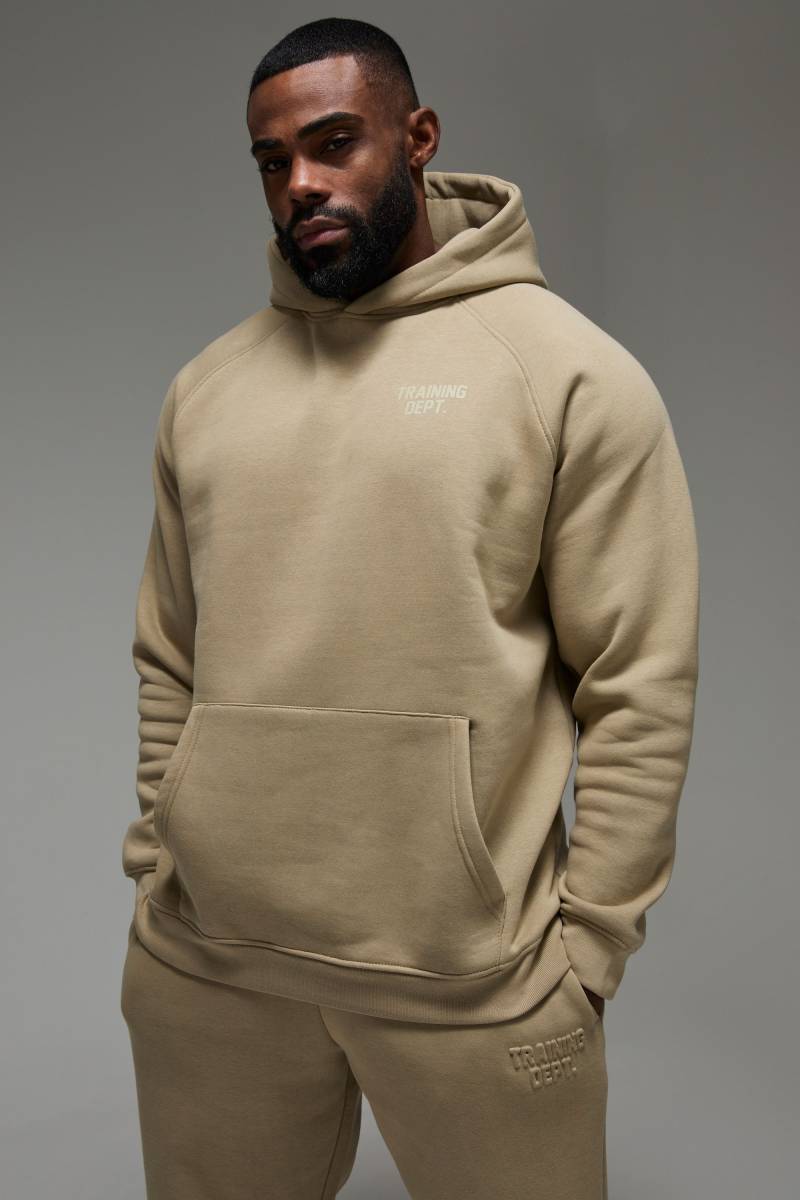 Man Active Training Dept Oversize Hoodie - Taupe - XS, Taupe Man Active Training Dept Oversize Hoodie - Taupe - XS, Taupe von boohooman