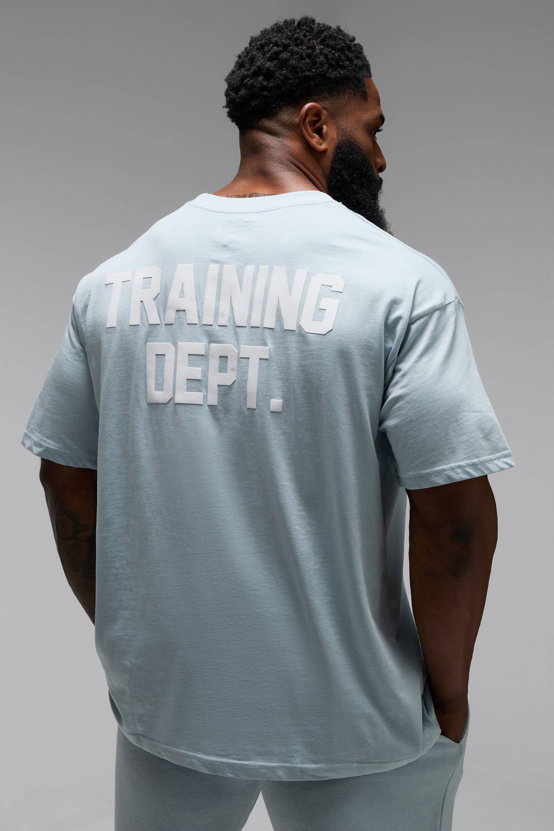 Man Active Training Dept Oversize T-Shirt - Blau - XS, Blau von boohooman