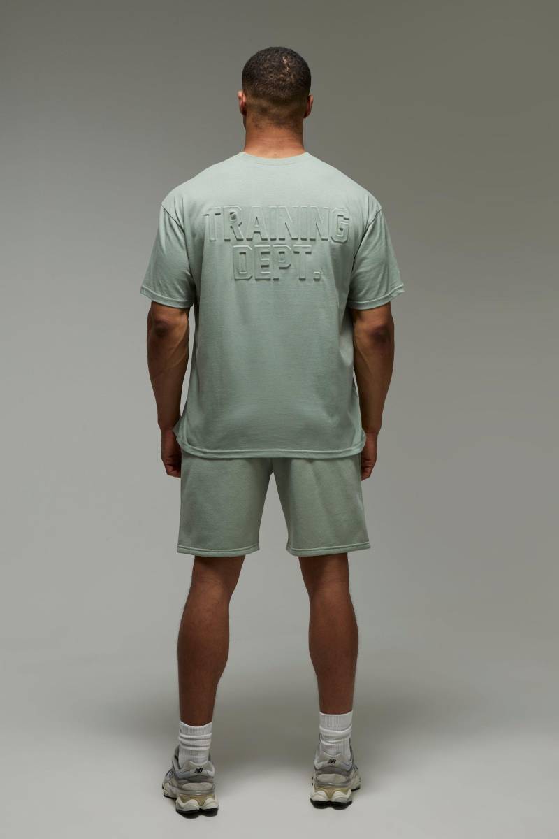 Man Active Training Dept Oversize T-Shirt & Shorts - Grün - M, Grün von boohooman