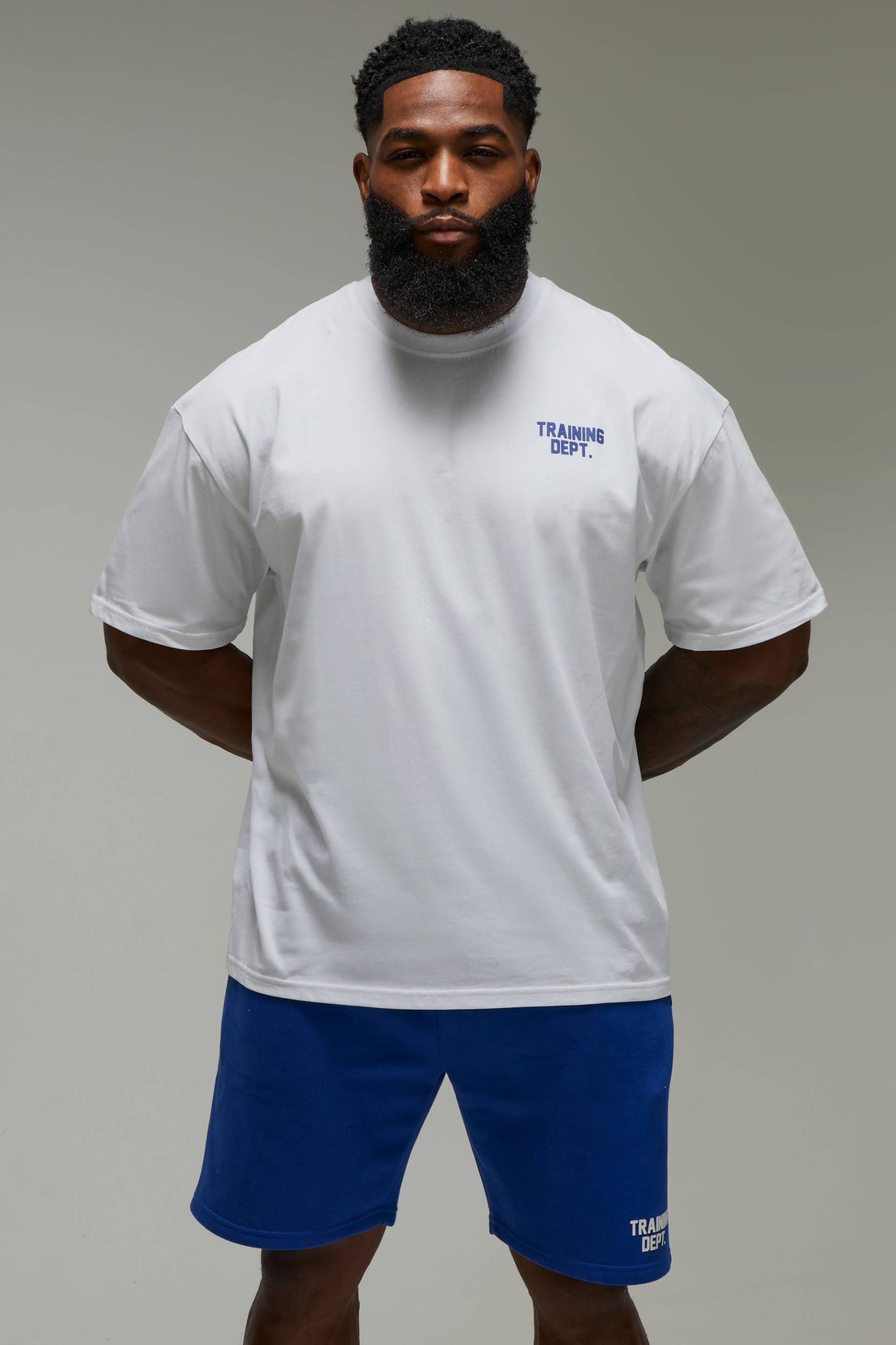 Man Active Training Dept Oversize T-Shirt & Shorts Set - Grau - XS, Grau von boohooman