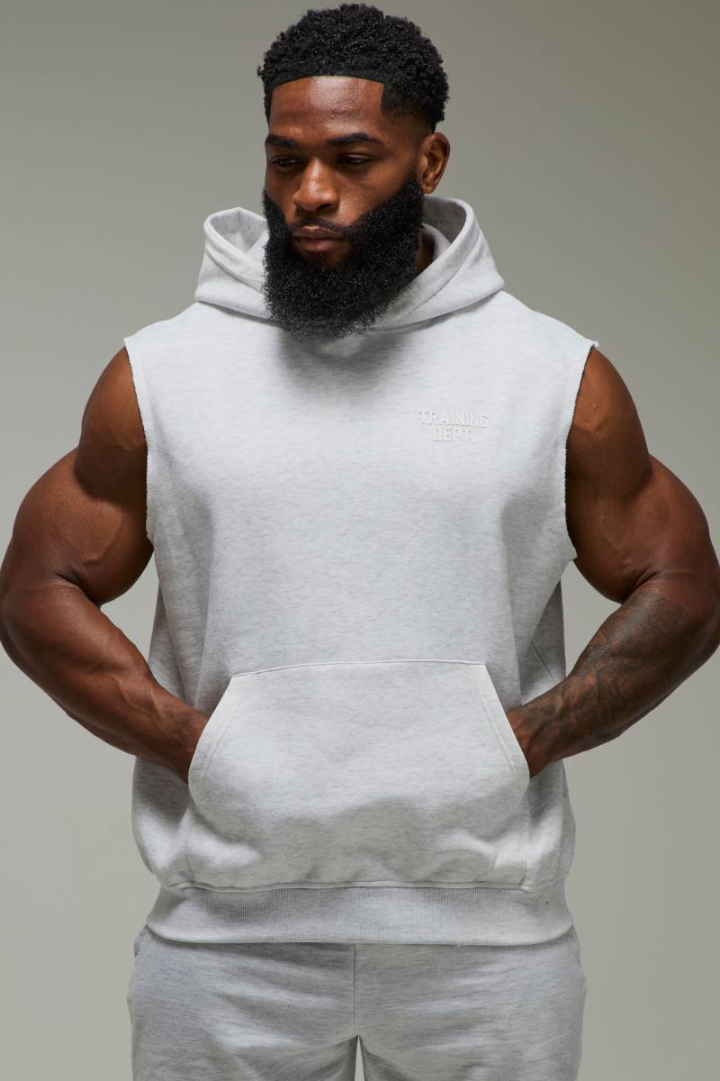 Man Active Training Dept ärmelloser Hoodie - Grau - XS, Grau von boohooman