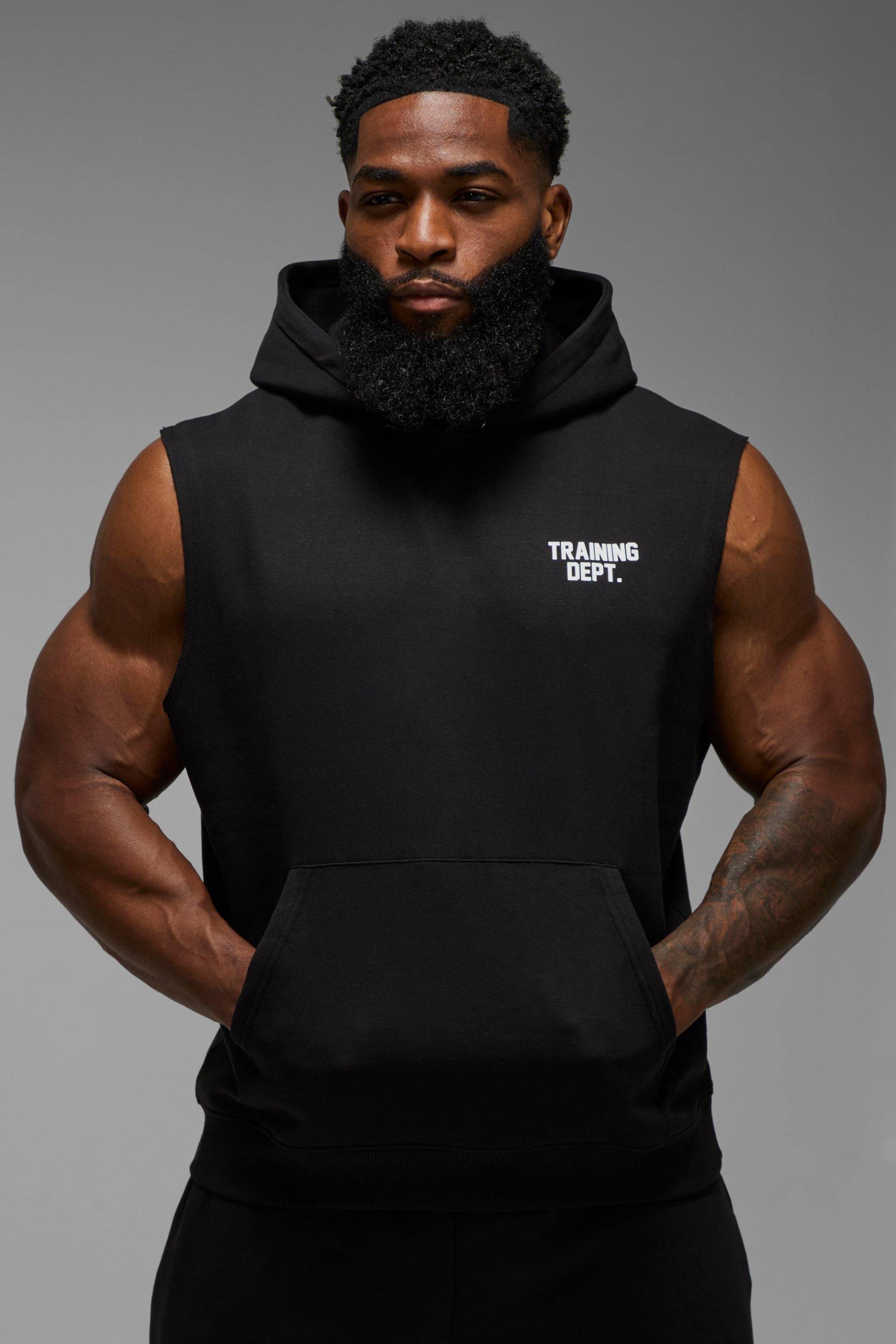 Man Active Training Dept ärmelloser Hoodie - Schwarz - M, Schwarz von boohooman