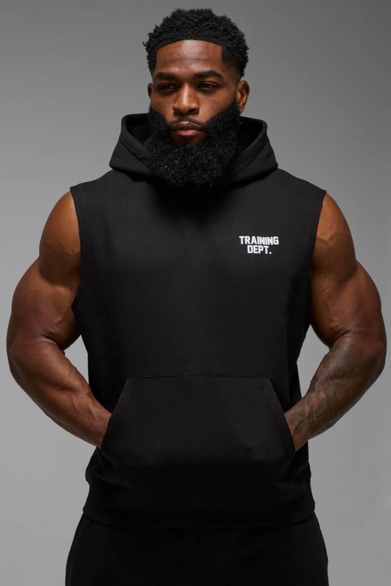 Man Active Training Dept ärmelloser Hoodie - Schwarz - XS, Schwarz von boohooman