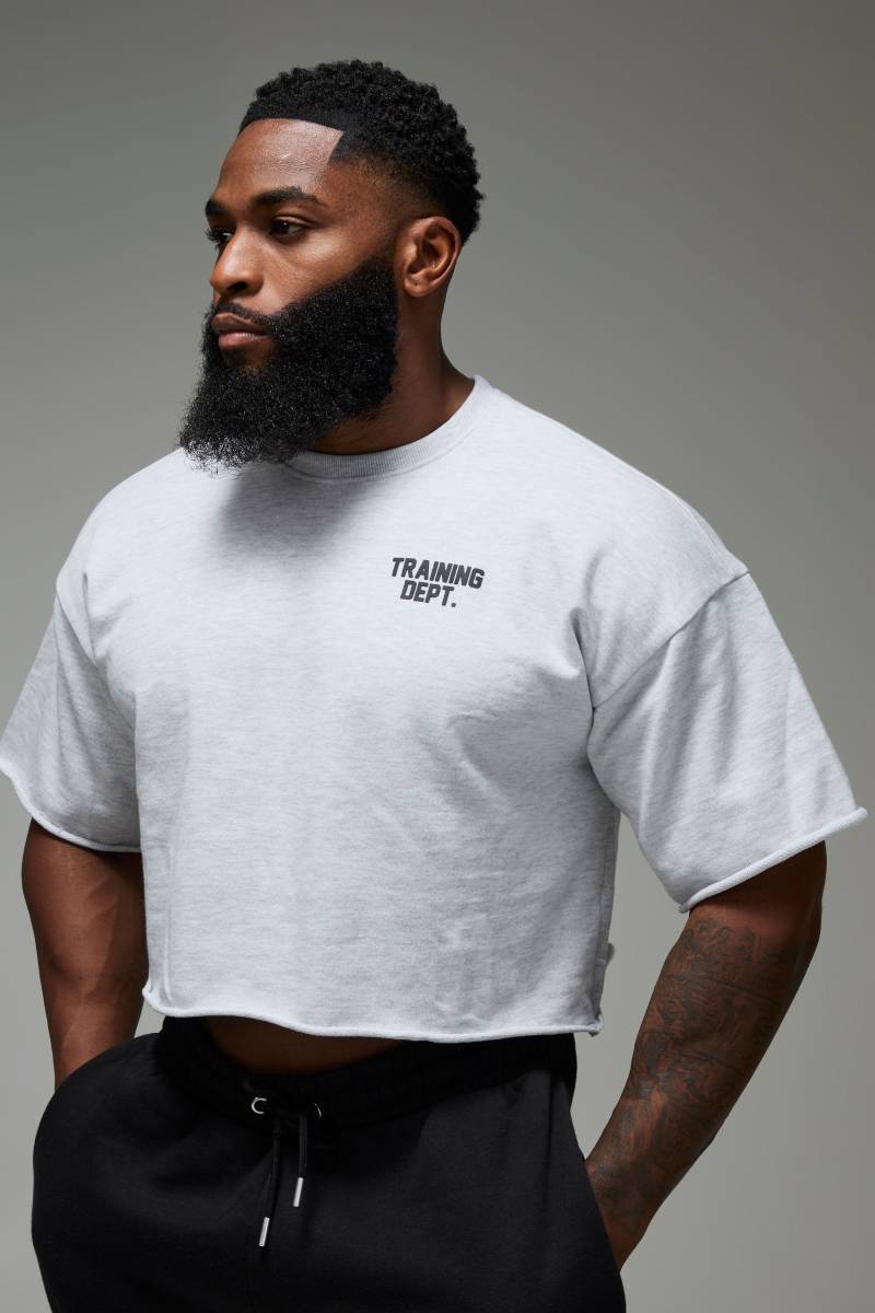 Man Active Training Dept Sweatshirt mit kurzen Ärmeln - Grau - S, Grau von boohooman