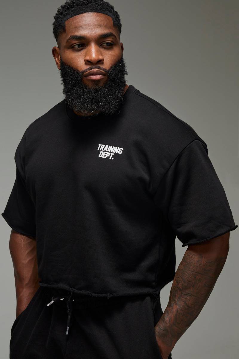 Man Active Training Dept Sweatshirt mit kurzen Ärmeln - Schwarz - 2XL, Schwarz von boohooman