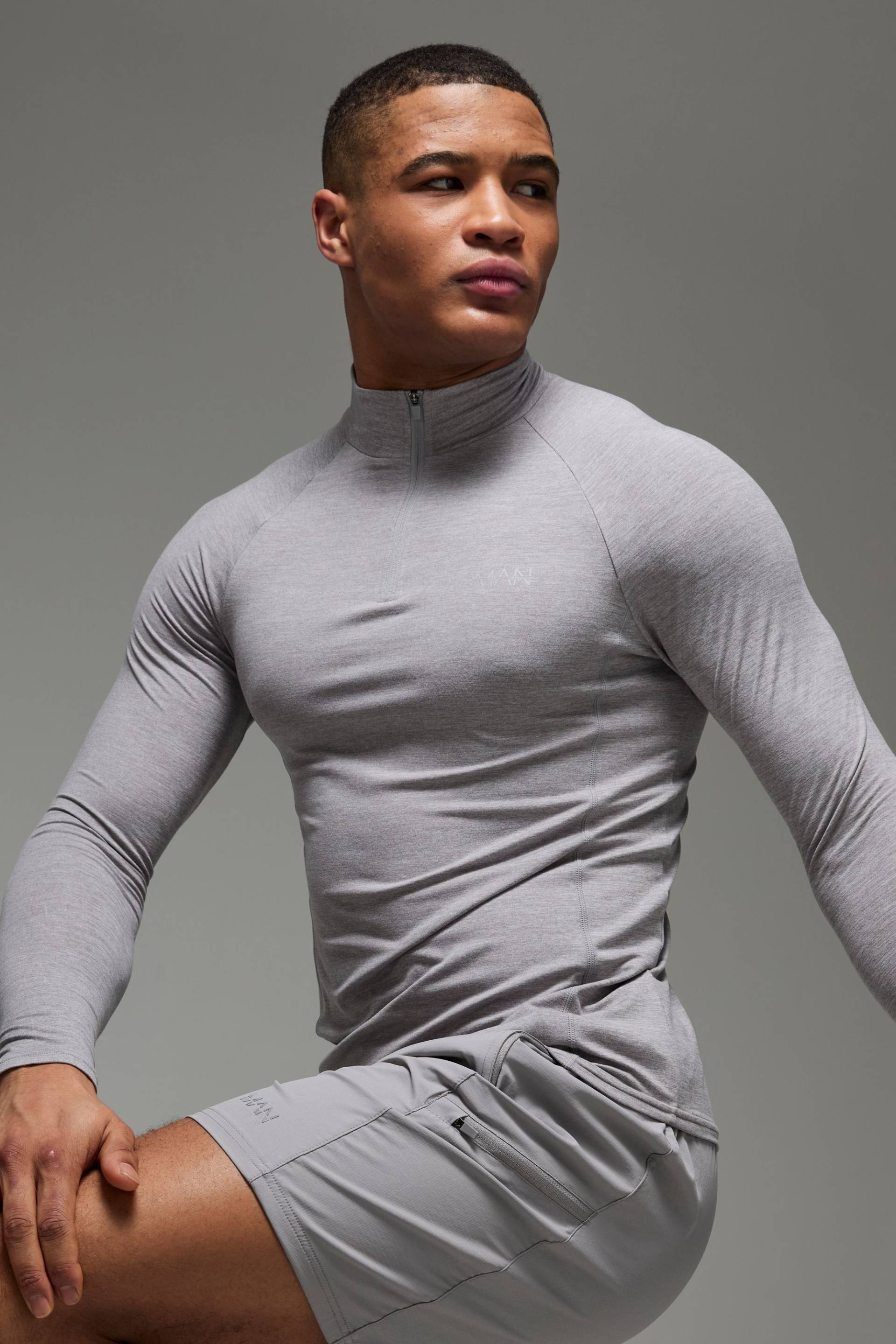 Man Active Trainingsoberteil mit Fleece-Futter und Reißverschluss von boohooman