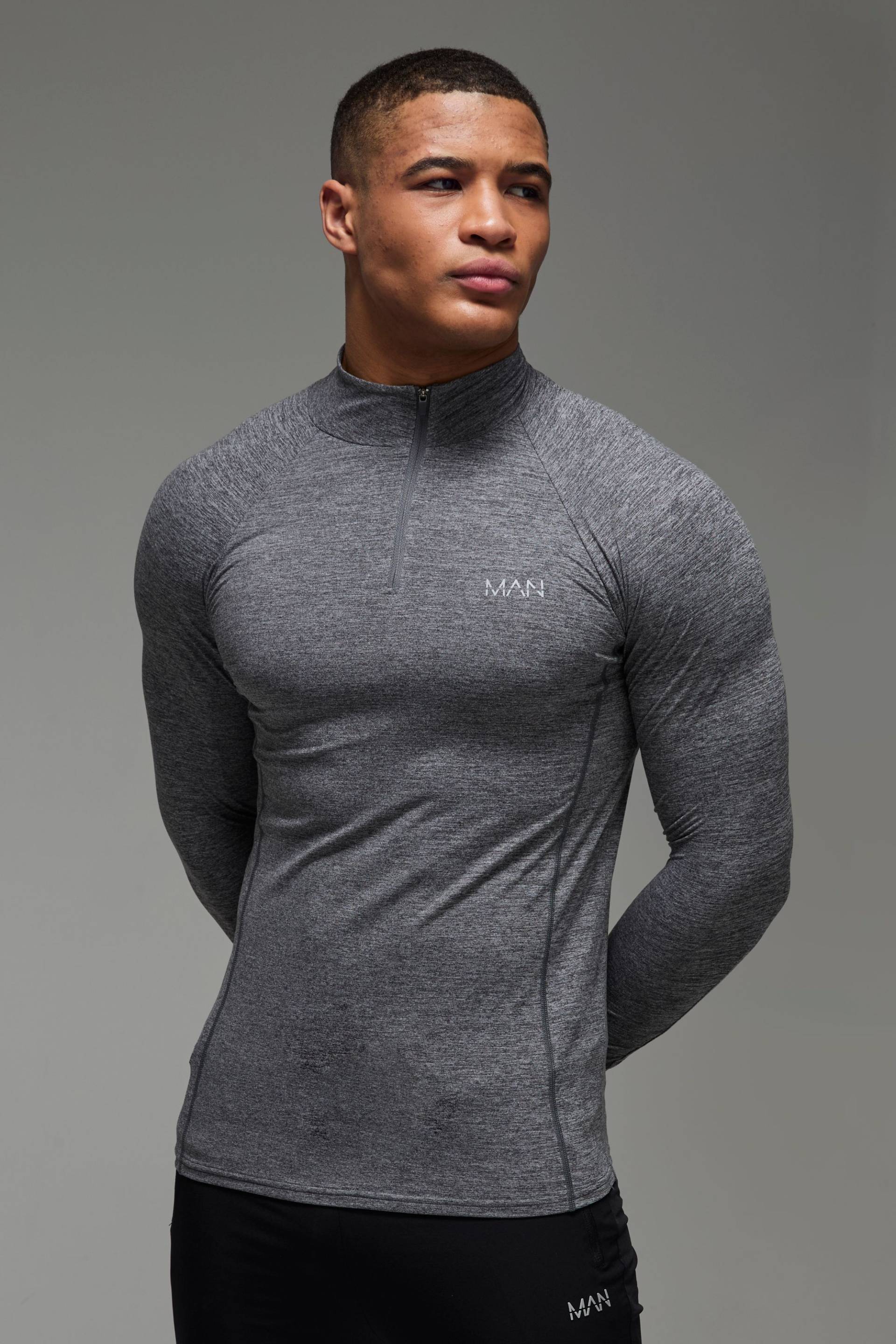 Man Active Trainingsoberteil mit Fleece-Futter und Reißverschluss von boohooman