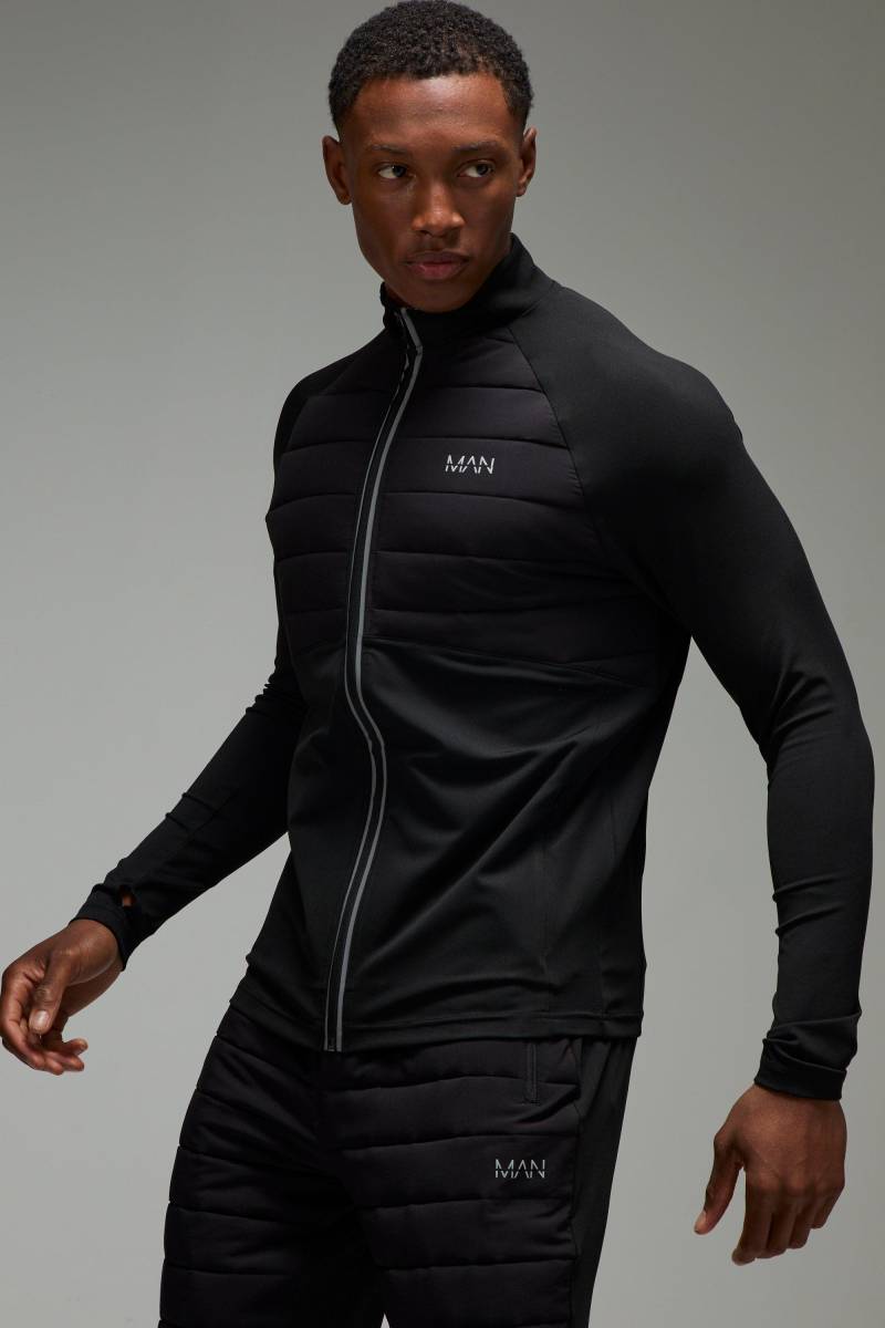 Gesteppte Man Active Trainingsjacke - Schwarz - M, Schwarz von boohooman