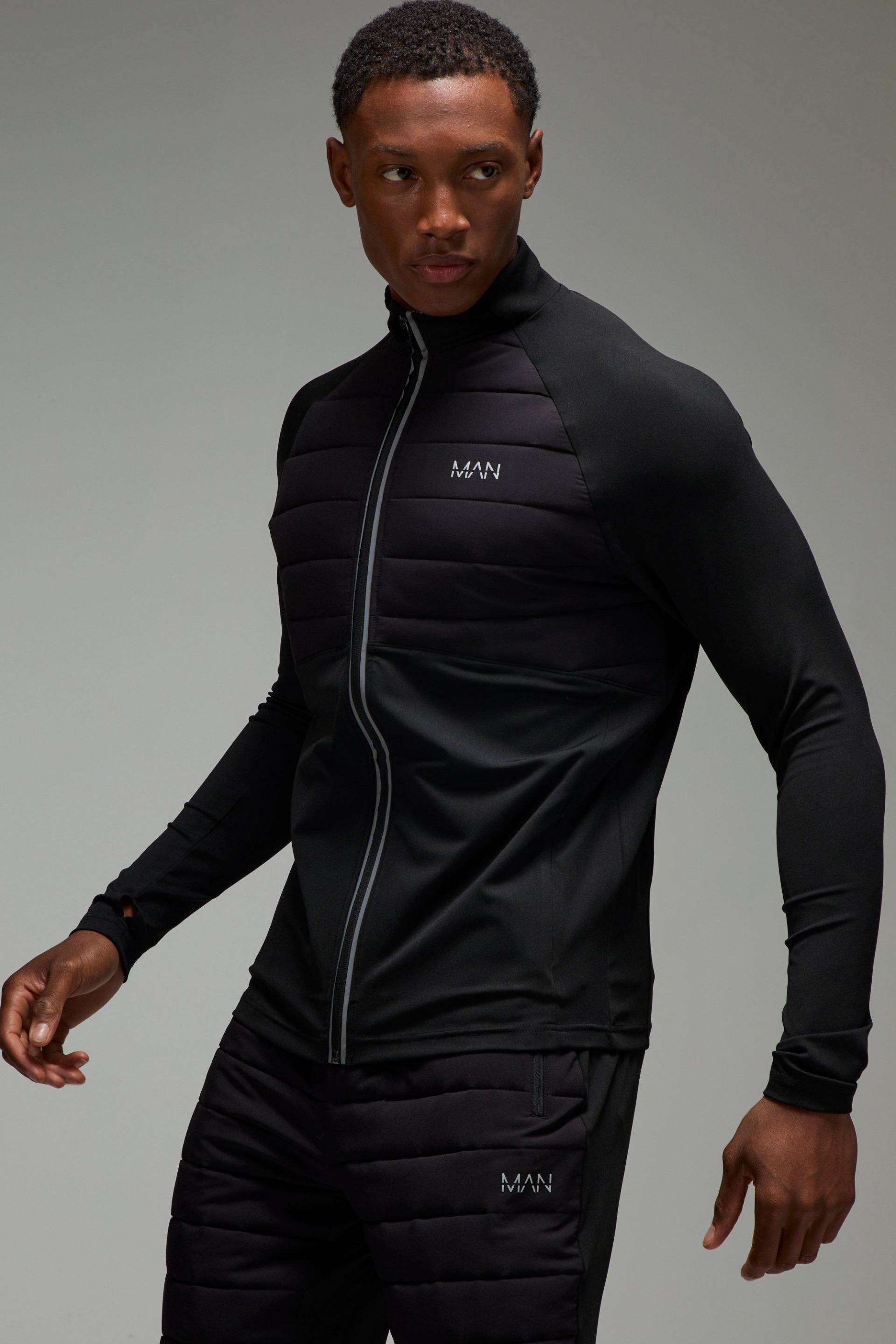 Gesteppte Man Active Trainingsjacke - Schwarz - XXL, Schwarz von boohooman