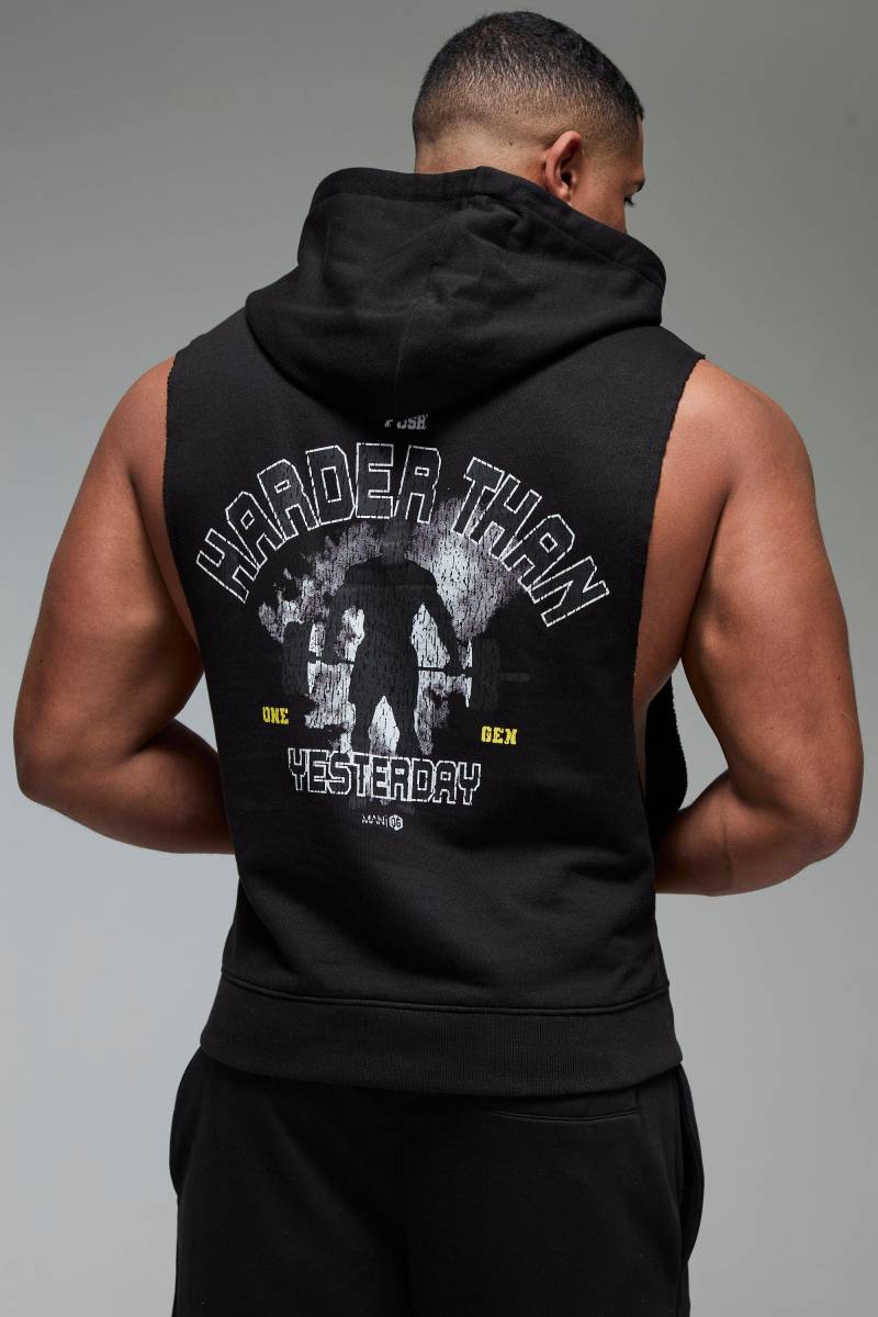 Man Active X OG Gym ärmelloser Oversize Hoodie - Schwarz - XXL, Schwarz von boohooman