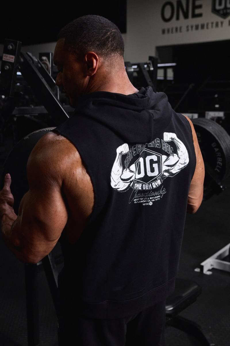 Man Active X OG Gym ärmelloser Oversize Hoodie - Schwarz - XXXXL, Schwarz von boohooman